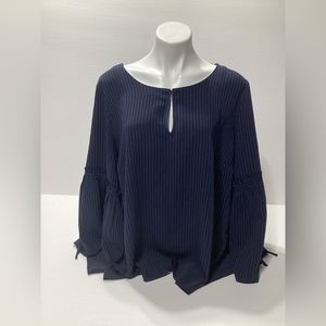 Lane Bryant Pinstripe Ruffle Sleeve Blouse 22/24